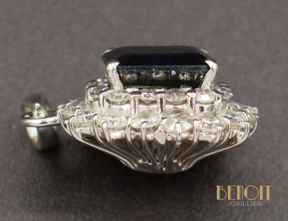 Pendentif Saphir Entourage Diamants - Image 3