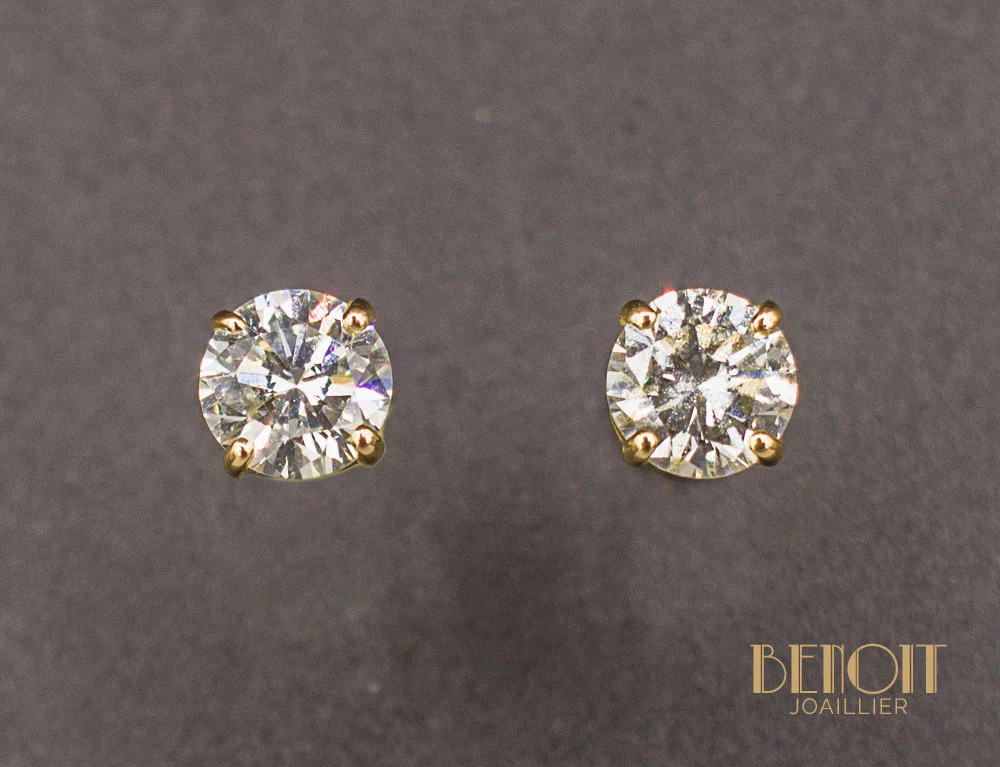 Puces d'Oreilles Diamants Or Jaune