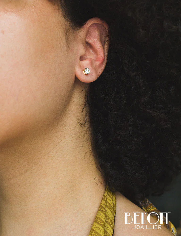 Puces d'Oreilles Diamants Or Jaune - Image 4