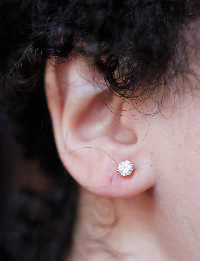 Puces d'Oreilles Or Jaune Diamants - Image 4