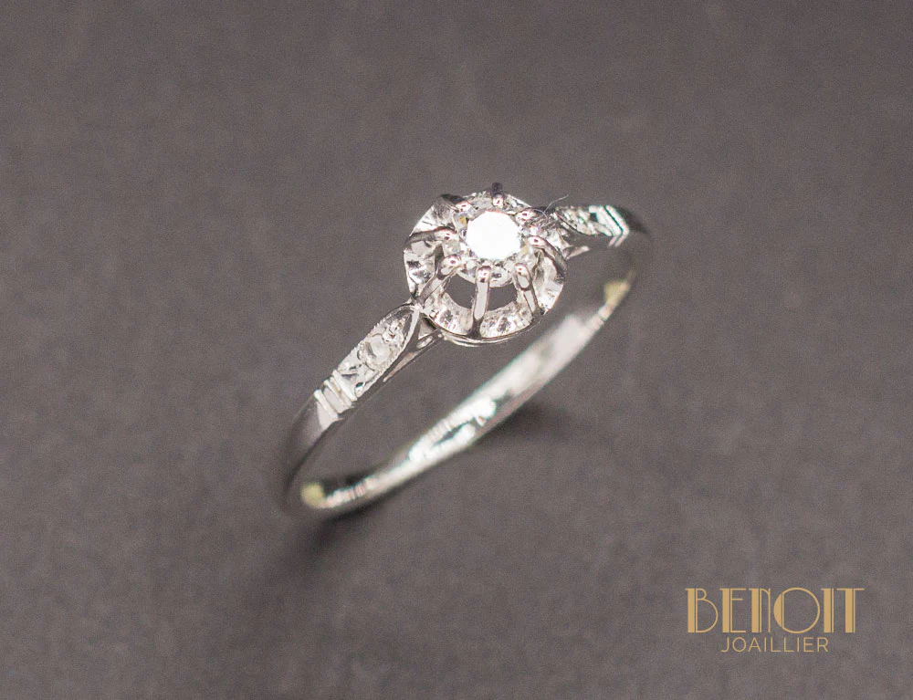 Solitaire Ancien Accompagné Diamants