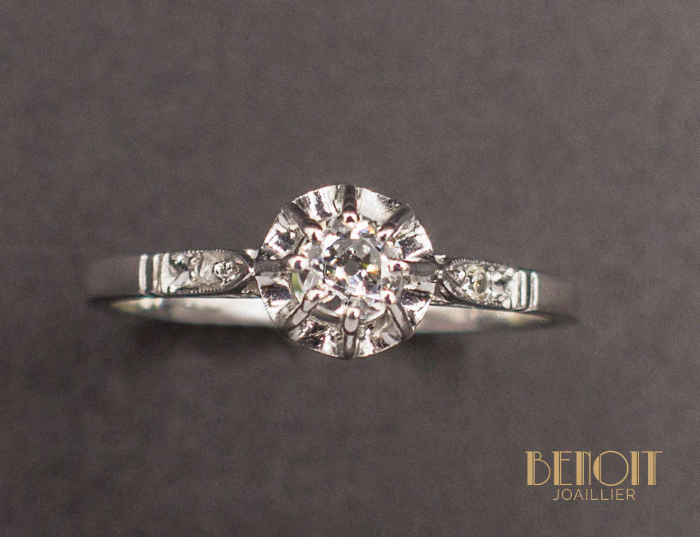 Solitaire Ancien Accompagné Diamants - Image 3