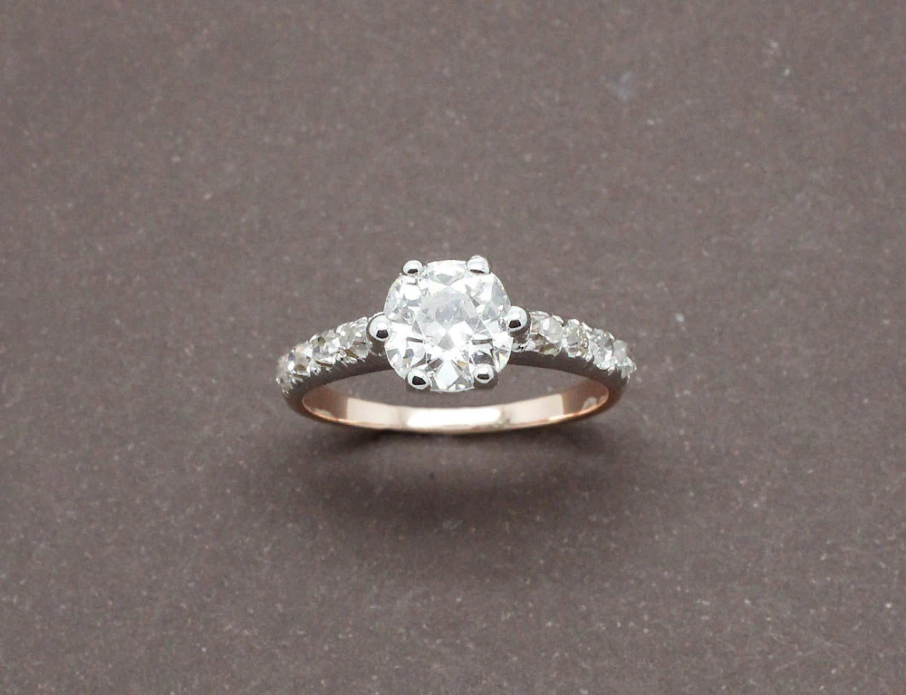 Solitaire Ancien Diamant Coussin - Image 2