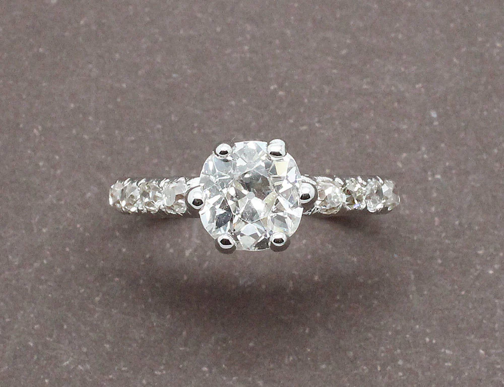 Solitaire Ancien Diamant Coussin - Image 3