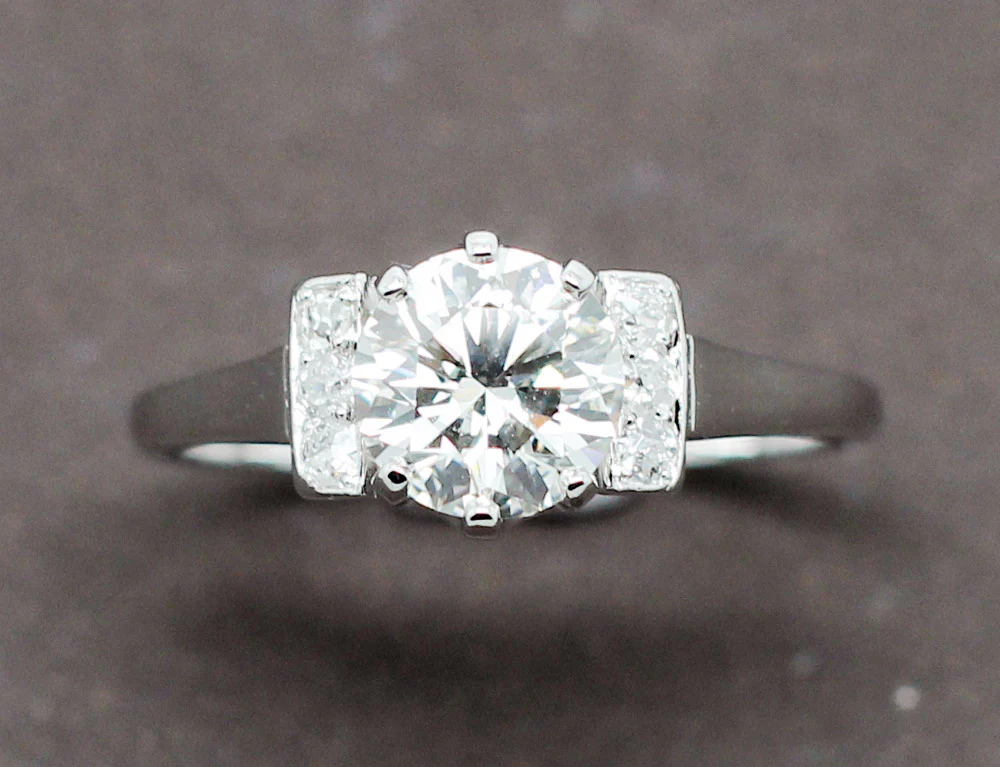 Solitaire Art Déco Or Blanc Diamants - Image 3