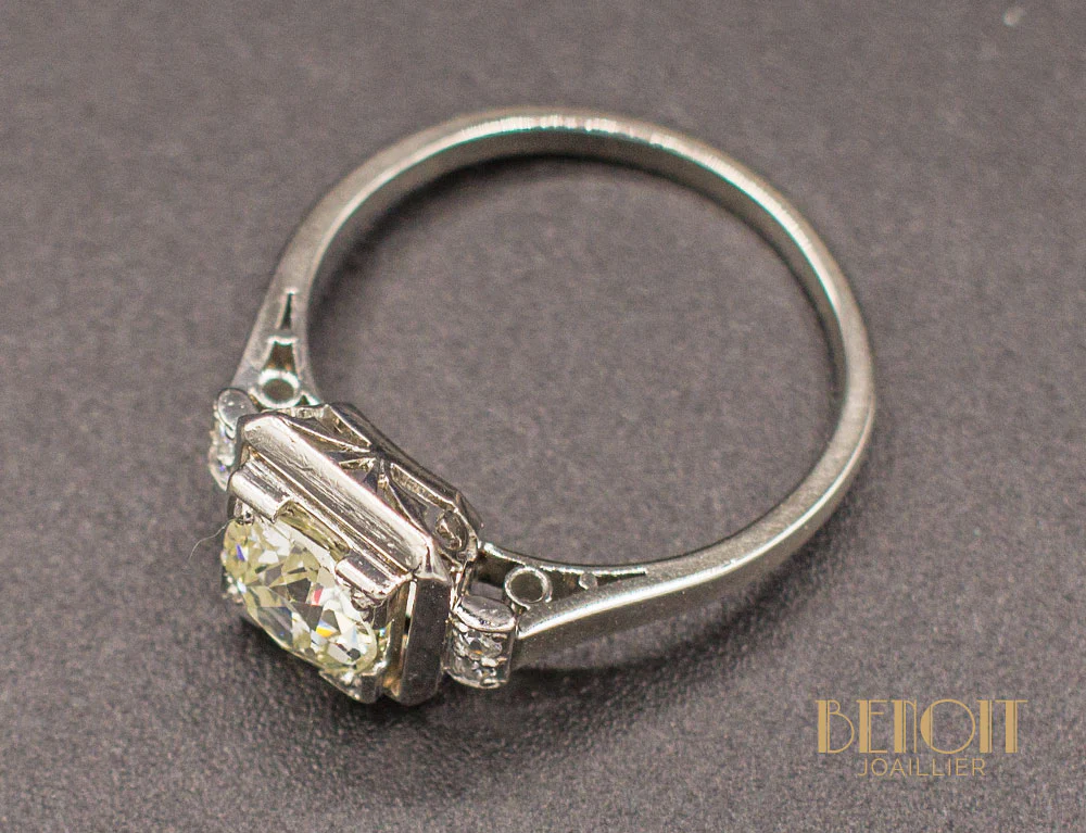 Solitaire Carré Art Déco Diamant - Image 4