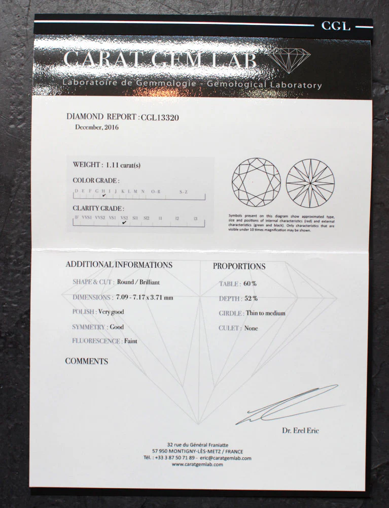 Solitaire Création Benoit Joaillier "Laurier" Diamant H-VS2 1,11ct - Image 4