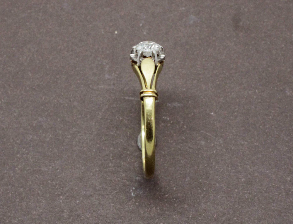 Solitaire Diamant Ancien Or Jaune - Image 4