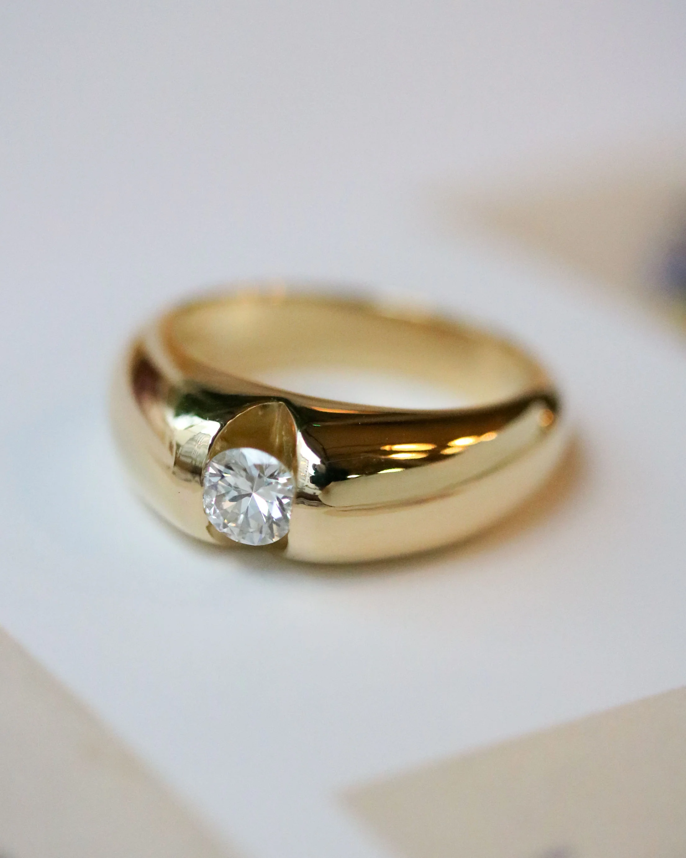 Solitaire Jonc Or Jaune et Diamant - Image 4